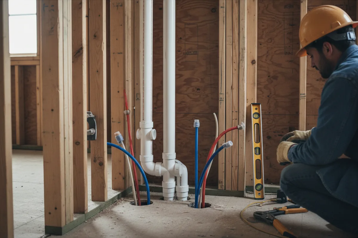 Drain and supply rough-in during Sump Pump Repair in Mulberry