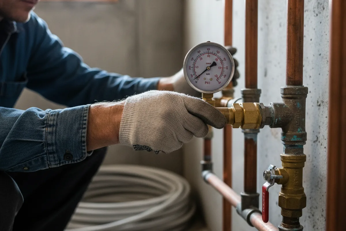 Pressure testing a repaired line during Water Line Repair in Mulberry